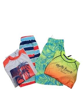 Boys Swim Trunks And Swim Shirts Set Of 2 Large